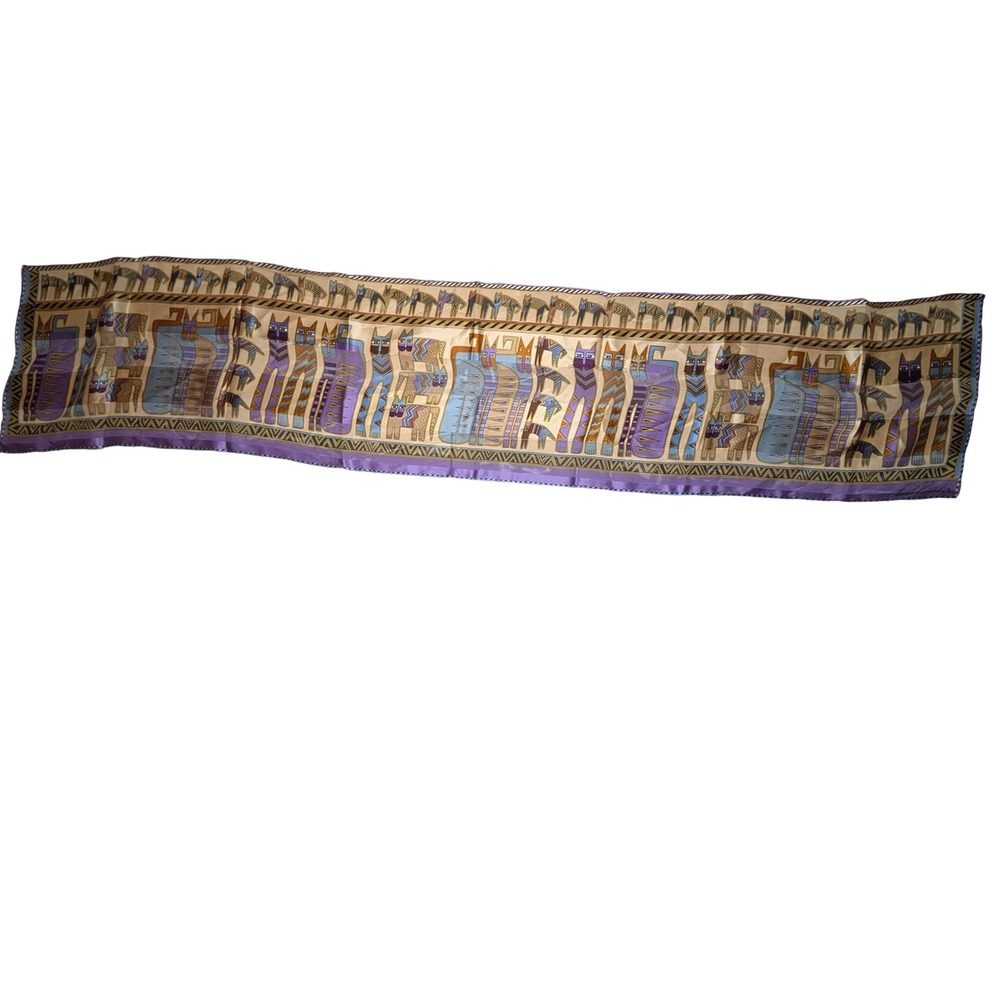 Laurel Birch Art to Wear Cat Scarf Painterly Egyptian Style Animal‎ Print